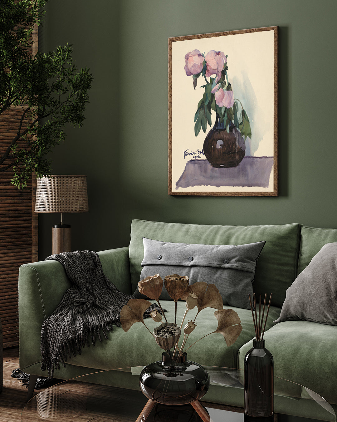 Pink Beautiful Flowers in the Vase Painting 3 : 4 Vertical New Premium Wall Art Canvas by MeriDeewar