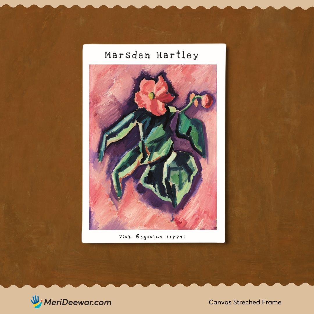 Pink Begonias By Marsden Hartley 3 : 4 Vertical New Premium Wall Art Canvas by MeriDeewar