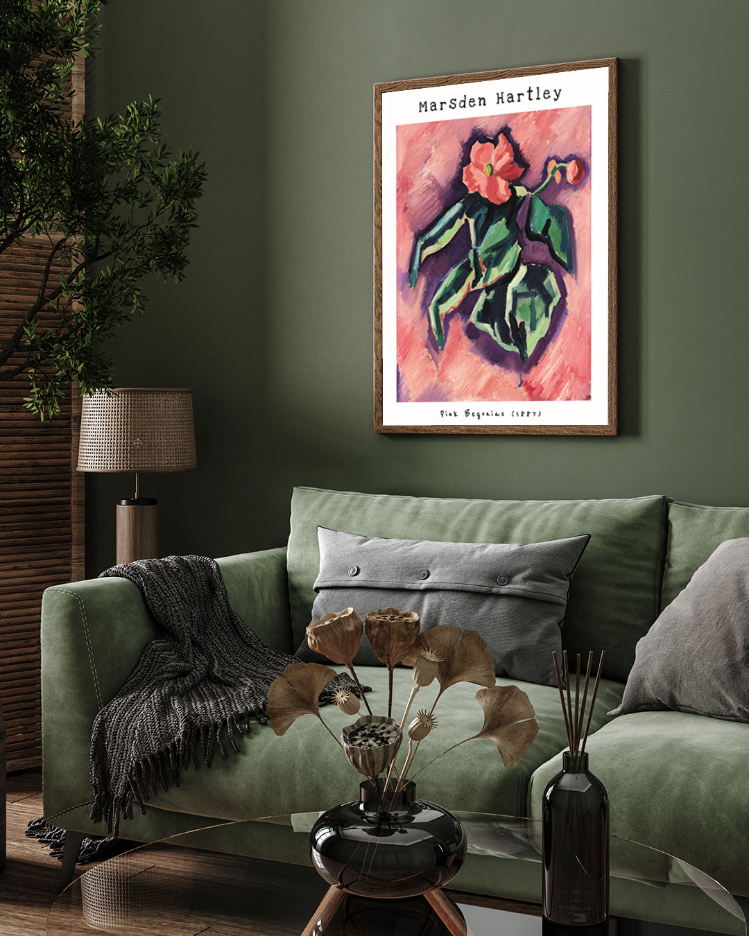 Pink Begonias By Marsden Hartley 3 : 4 Vertical New Premium Wall Art Canvas by MeriDeewar