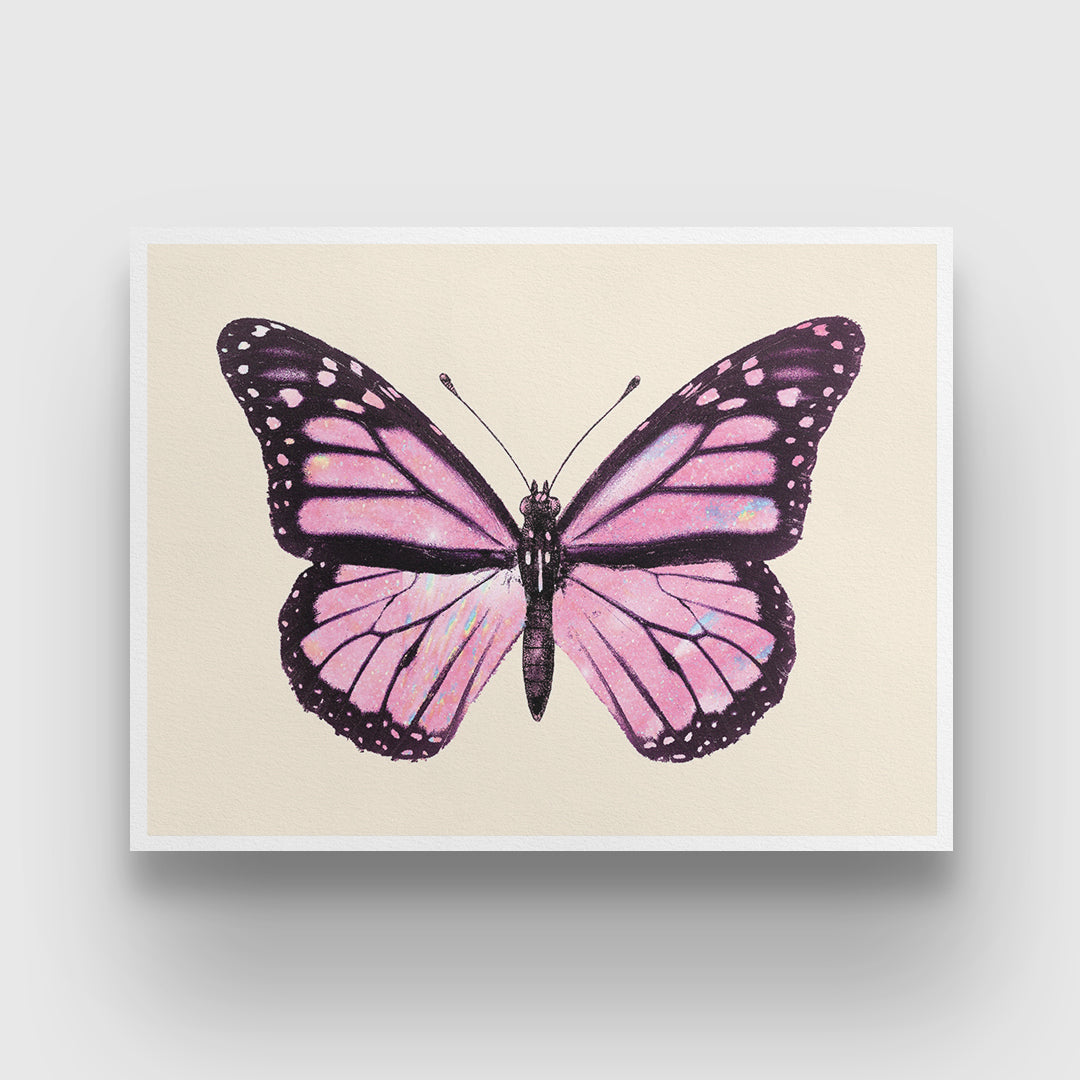 Pink Butterfly Painting 3 : 4 Horizontal New Premium Wall Art Canvas by MeriDeewar