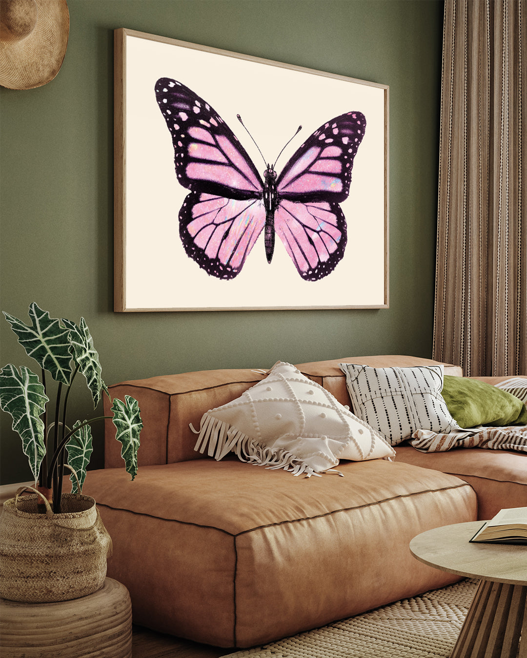 Pink Butterfly Painting 3 : 4 Horizontal New Premium Wall Art Canvas by MeriDeewar