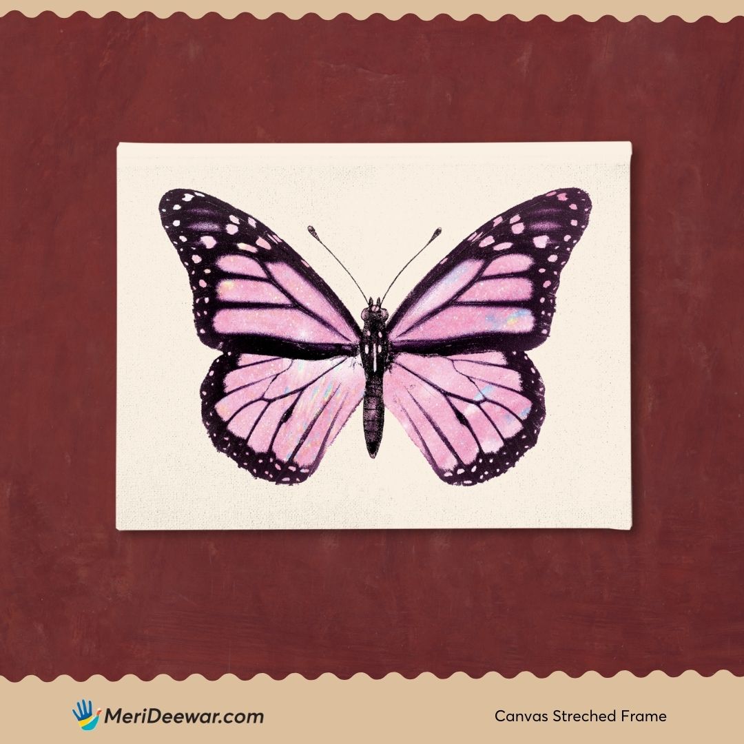 Pink Butterfly Painting 3 : 4 Horizontal New Premium Wall Art Canvas by MeriDeewar