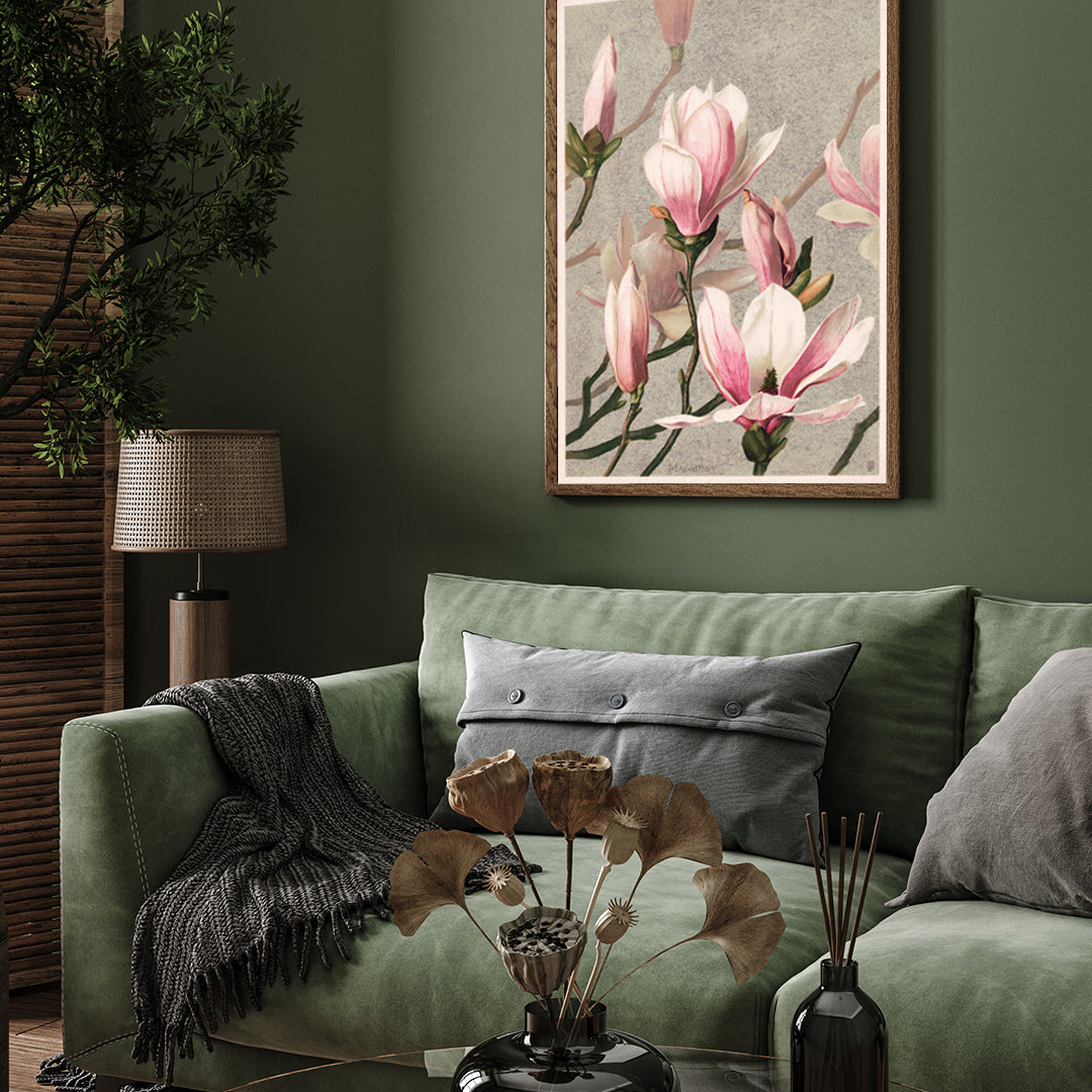Pink Flowers Poster 3 : 4 Vertical New Premium Wall Art Canvas by MeriDeewar