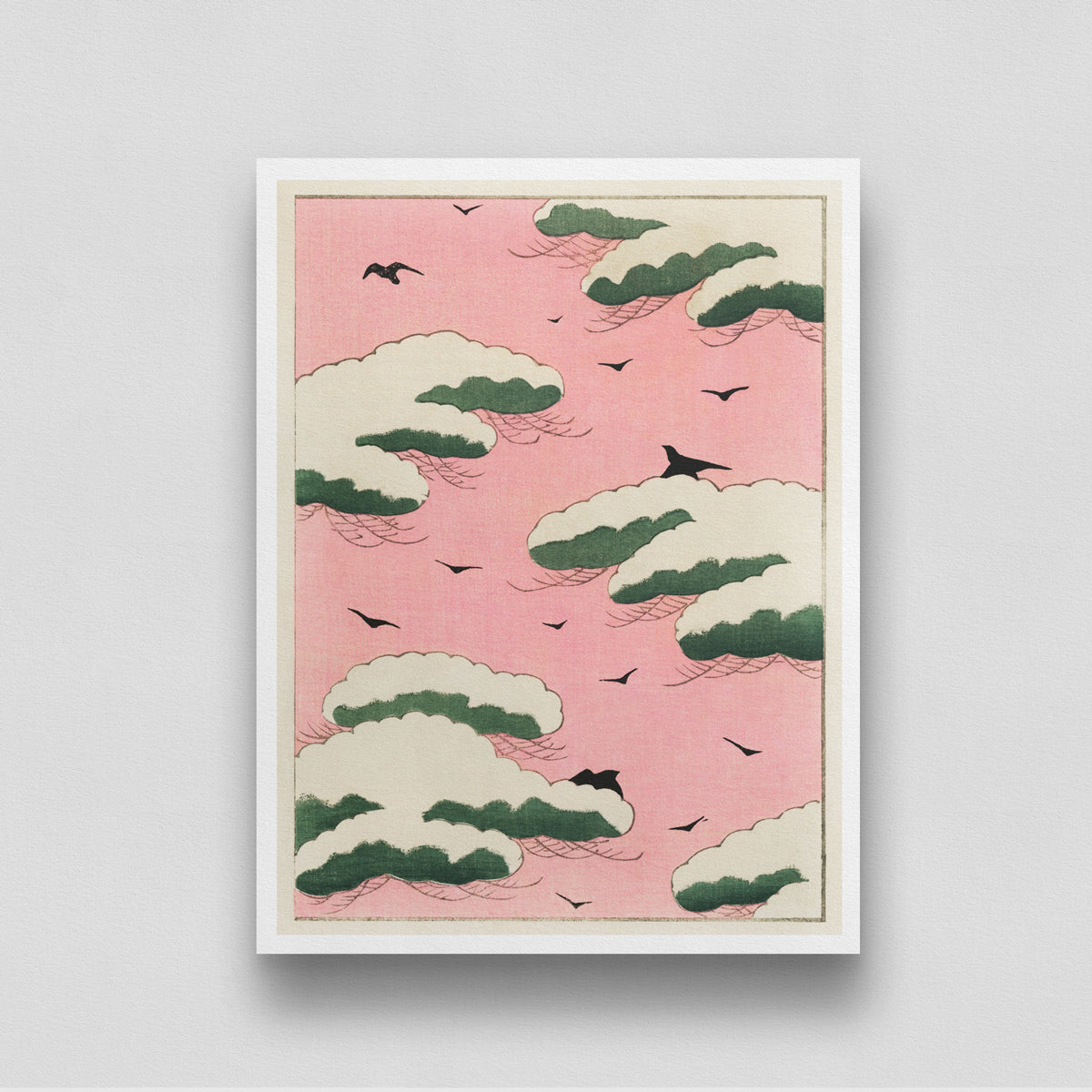 Pink Sky/Cloudy by Seitei Vintage Poster 3 : 4 Vertical New Premium Wall Art Canvas by MeriDeewar