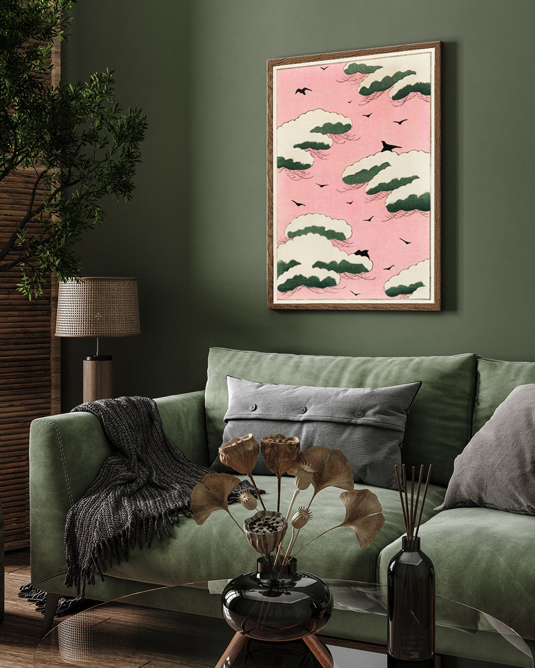 Pink Sky/Cloudy by Seitei Vintage Poster 3 : 4 Vertical New Premium Wall Art Canvas by MeriDeewar