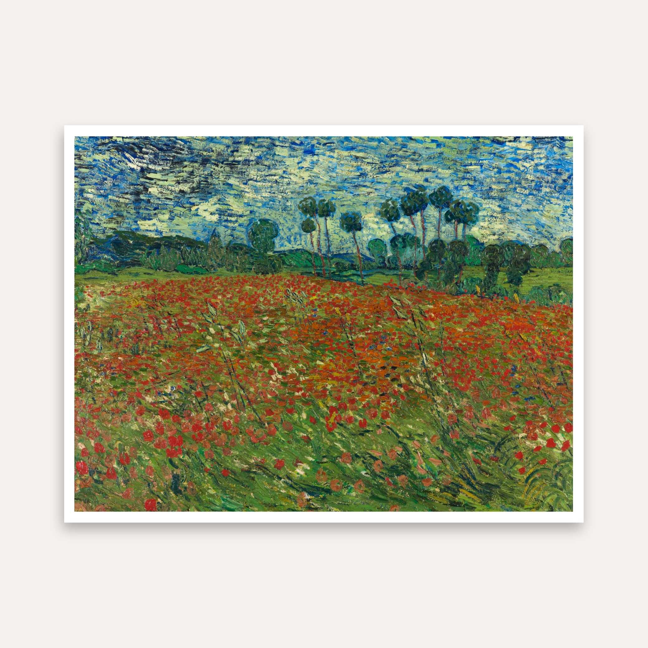 Poppy Field Van Gogh Floral Painting for Living Room | Nature Wall Art Print 4 : 3 Horizontal Premium Wall Art Canvas by MeriDeewar
