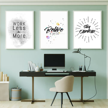 Positive Quote Wall Art set of 3 Walls Premium Wall Art Canvas by MeriDeewar