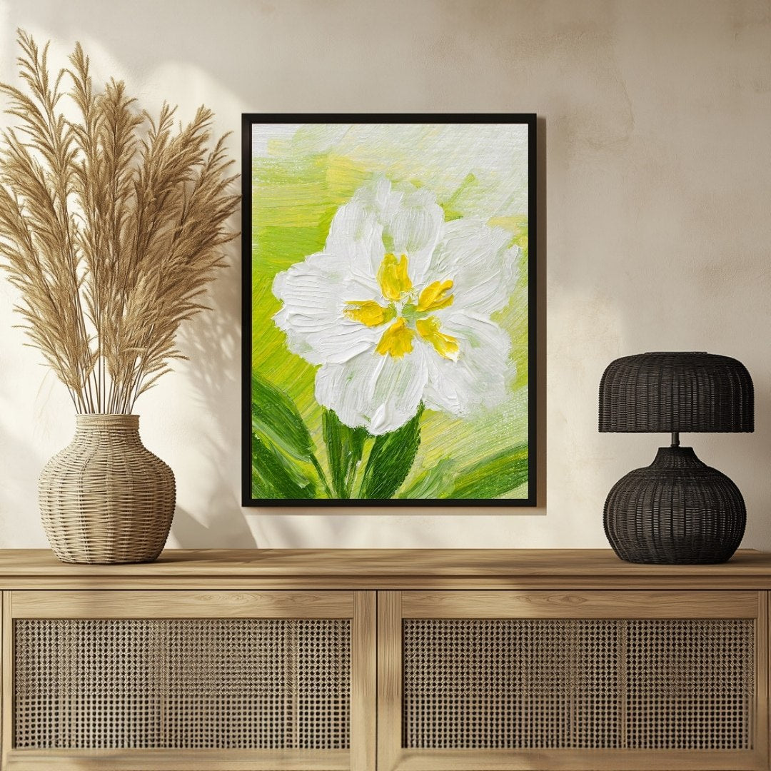 Primrose Flower Abstract Painting - Vibrant Art for Your Walls 3 : 4 Vertical New Premium Wall Art Canvas by MeriDeewar