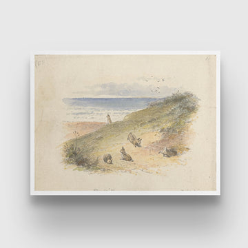 Rabbits (tail piece) by Alfred W. Cooper 3 : 4 Horizontal New Premium Wall Art Canvas by MeriDeewar