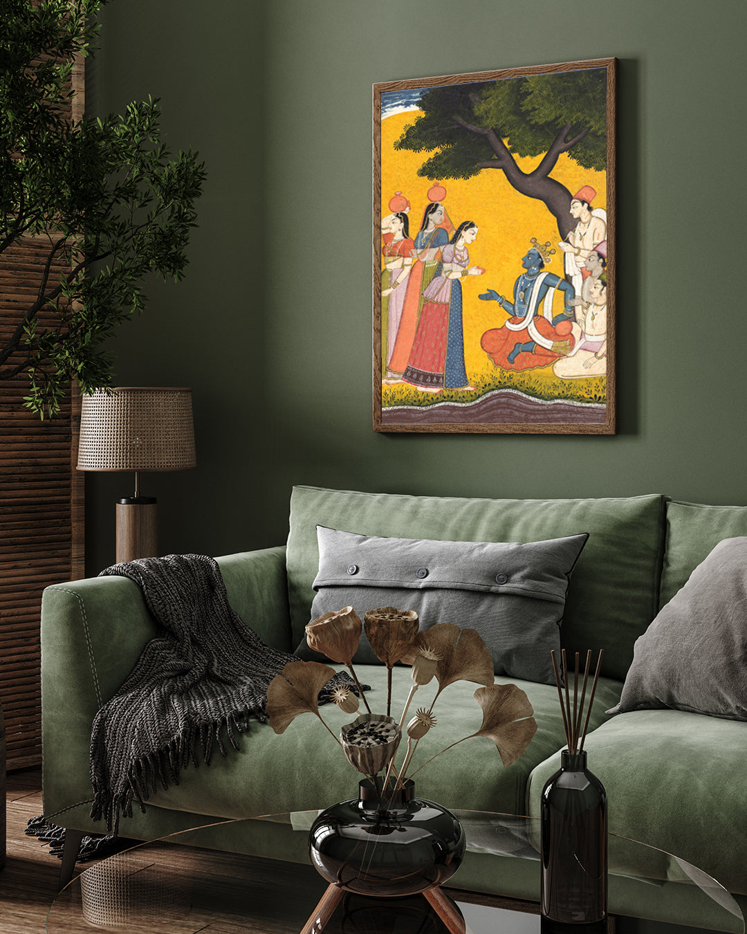 Radha and Krishna in Discussion Painting 2 : 3 Vertical Premium Wall Art Canvas by MeriDeewar