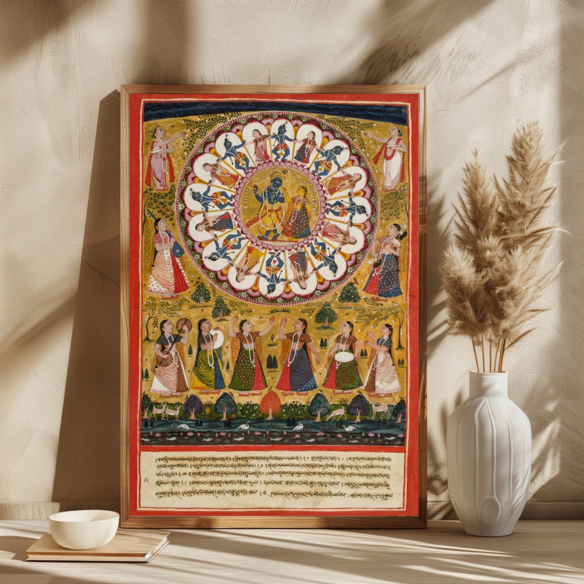 Radhe Krishna and Gopiya Rasleela 2 : 3 Vertical Premium Wall Art Canvas by MeriDeewar