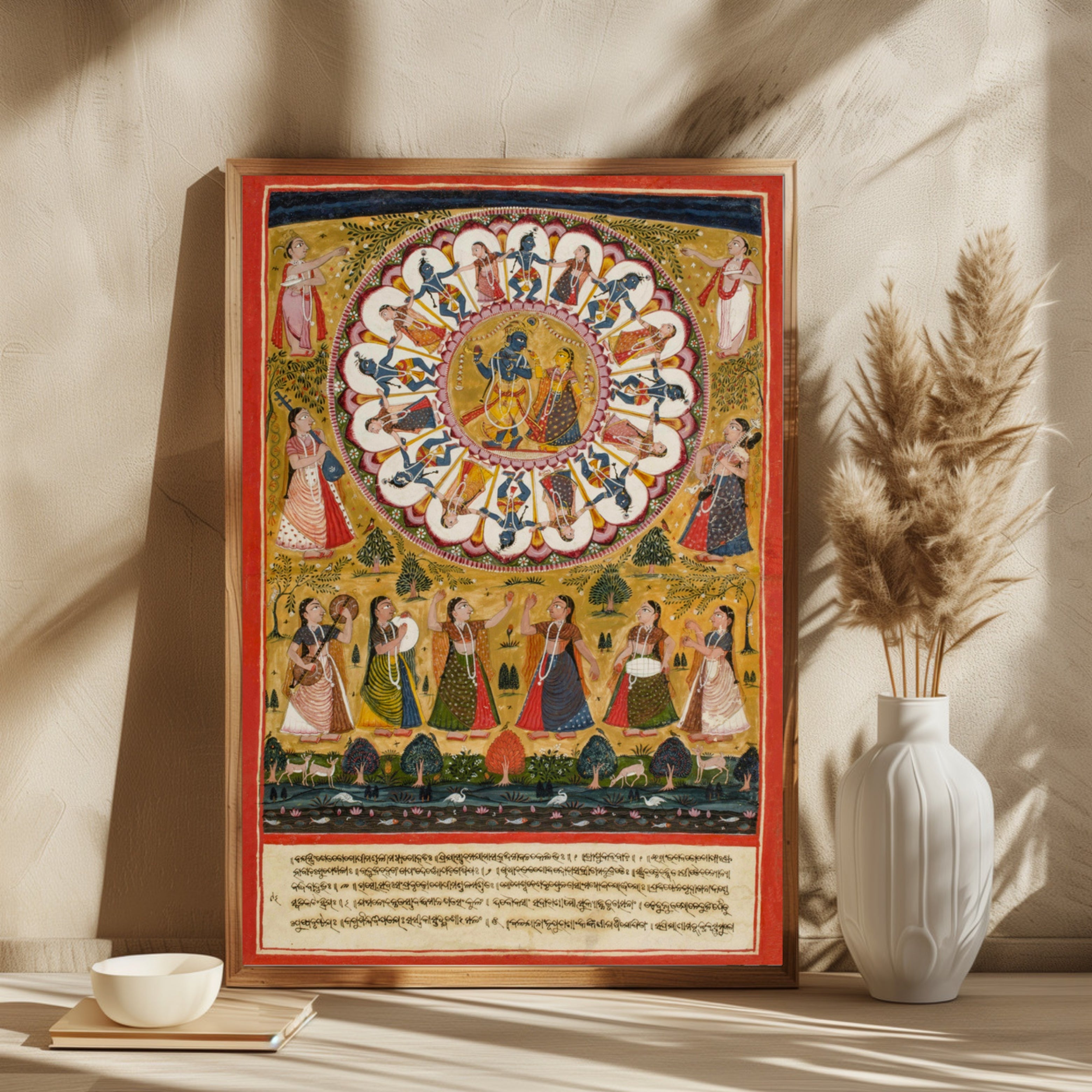 Radhe Krishna and Gopiya Rasleela 2 : 3 Vertical Premium Wall Art Canvas by MeriDeewar