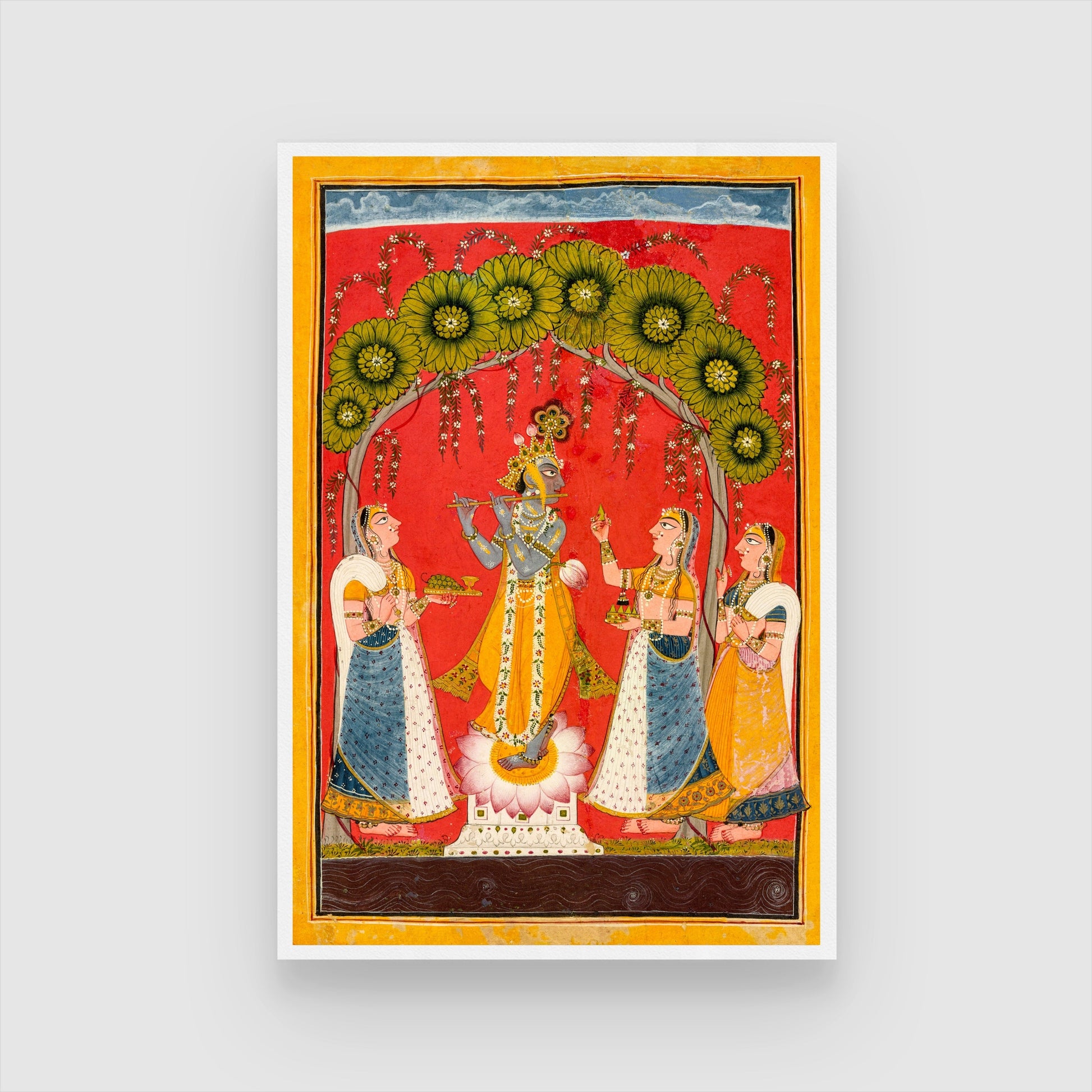 Radhe Krishna and Gopiya Rasleela Painting 2 : 3 Vertical Premium Wall Art Canvas by MeriDeewar
