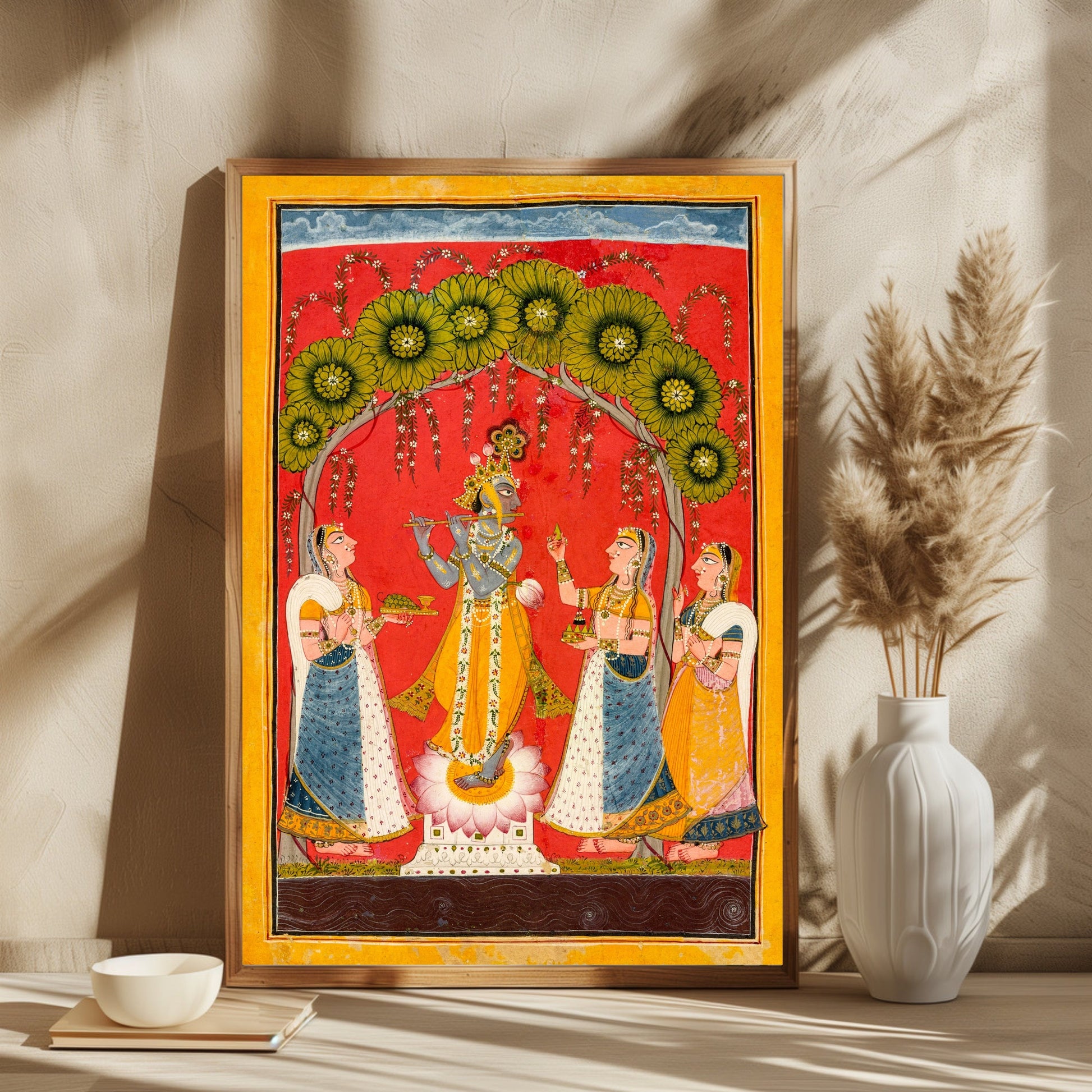 Radhe Krishna and Gopiya Rasleela Painting 2 : 3 Vertical Premium Wall Art Canvas by MeriDeewar