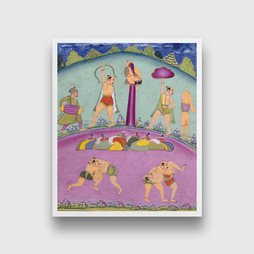 Ragini Desakh, Page from a Jaipur Ragamala Set 4 :5 Vertical Premium Wall Art Canvas by MeriDeewar
