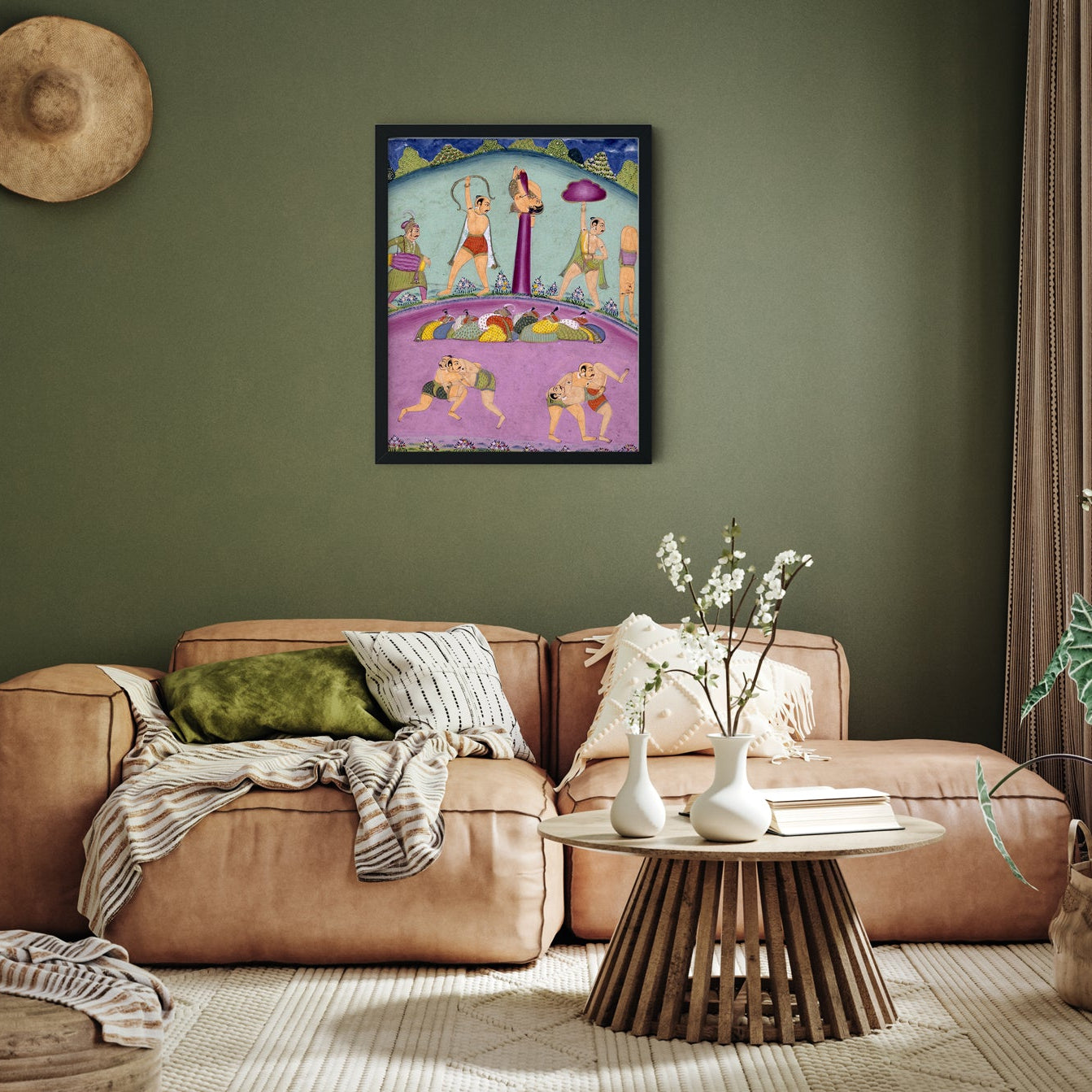 Ragini Desakh, Page from a Jaipur Ragamala Set 4 :5 Vertical Premium Wall Art Canvas by MeriDeewar