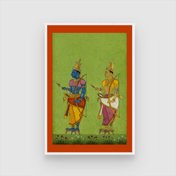 Rama and Lakshmana Painting 2 : 3 Vertical Premium Wall Art Canvas by MeriDeewar