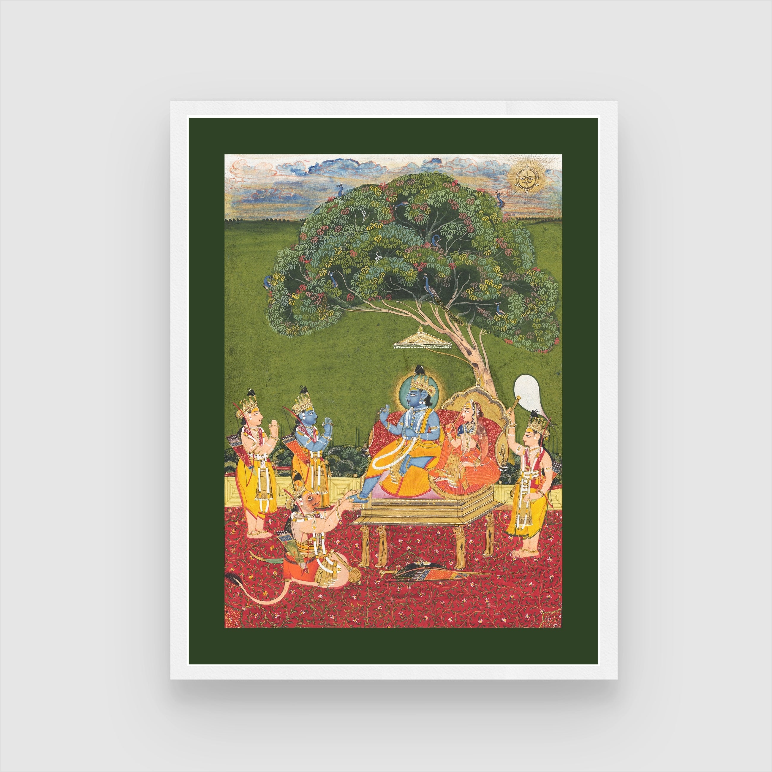 Rama Durbar Deogarh Mewar Painting 3 : 4 Vertical New Premium Wall Art Canvas by MeriDeewar