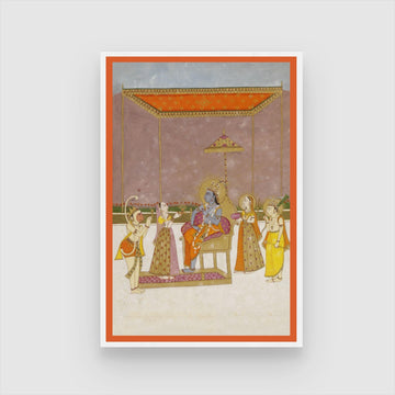 Rama, Sita, Lakshman and Hanuman Paiting 2 : 3 Vertical Premium Wall Art Canvas by MeriDeewar