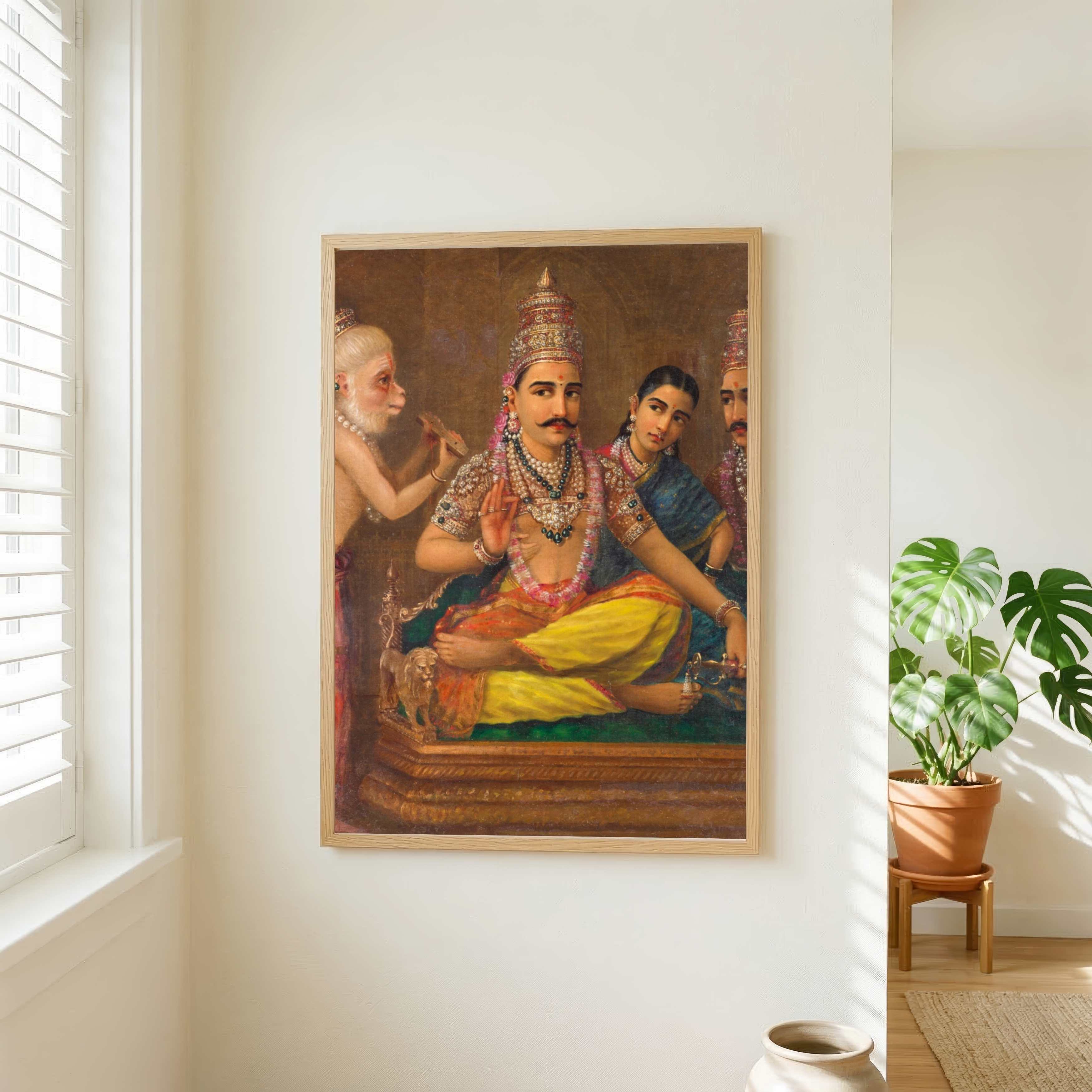 Ramayan Painting for Living Room – Hanuman Discourse by Raja Ravi Varma | Wall Art 3 : 4 Vertical Premium Wall Art Canvas by MeriDeewar