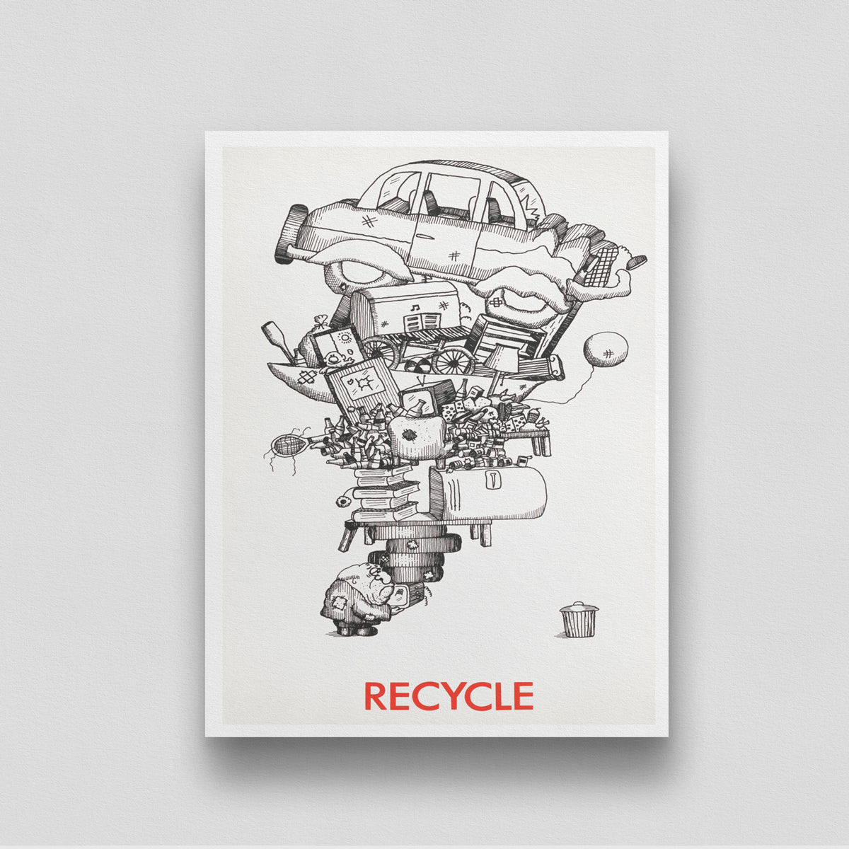 Recycling Granger Vintage Poster 3 : 4 Vertical New Premium Wall Art Canvas by MeriDeewar