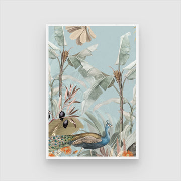 Regal Peacock Study — Vintage Botanical Bird Print 2 : 3 Vertical Premium Wall Art Canvas by MeriDeewar