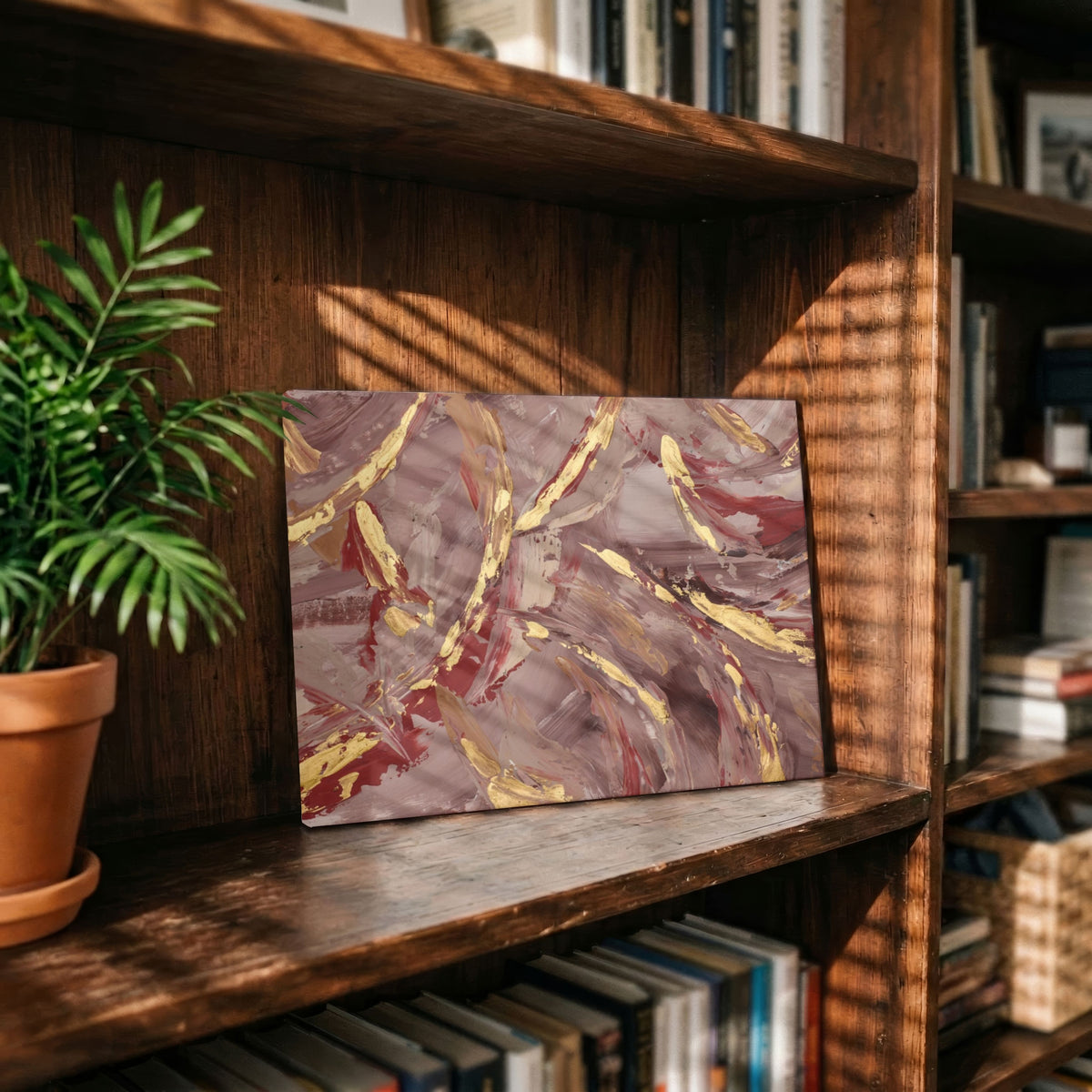 Rhythm in Rosewood | Modern Abstract Expressionist Framed Wall Art 4 : 3 Horizontal Premium Wall Art Canvas by MeriDeewar