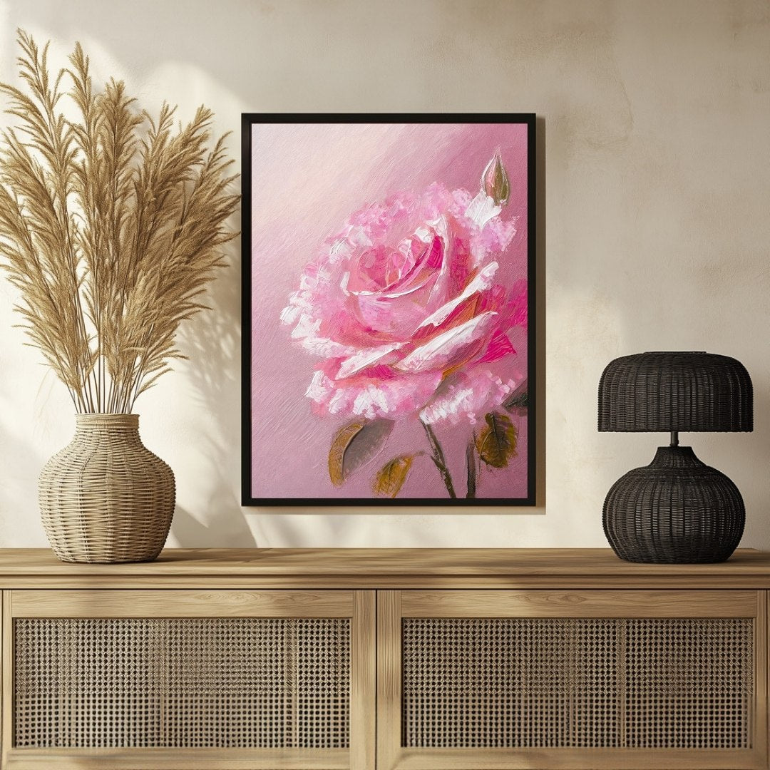 Rose Flower Abstract Canvas Art - Elegant Home Decor 3 : 4 Vertical New Premium Wall Art Canvas by MeriDeewar