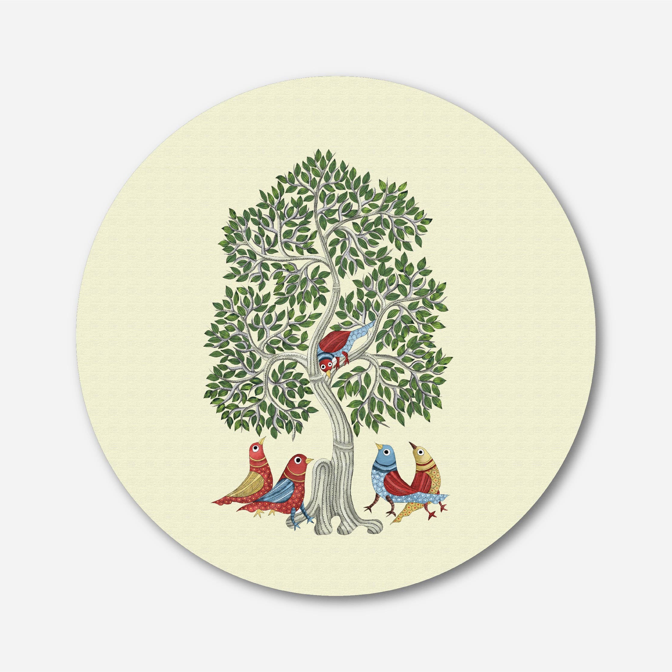 Rose-Ringed Parakeet Circular Canvas Frame Circular Canvas Frame Premium Wall Art Canvas by MeriDeewar