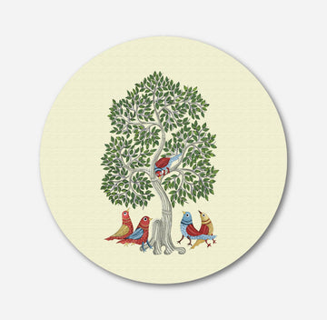 Rose-Ringed Parakeet Circular Canvas Frame Circular Canvas Frame Premium Wall Art Canvas by MeriDeewar