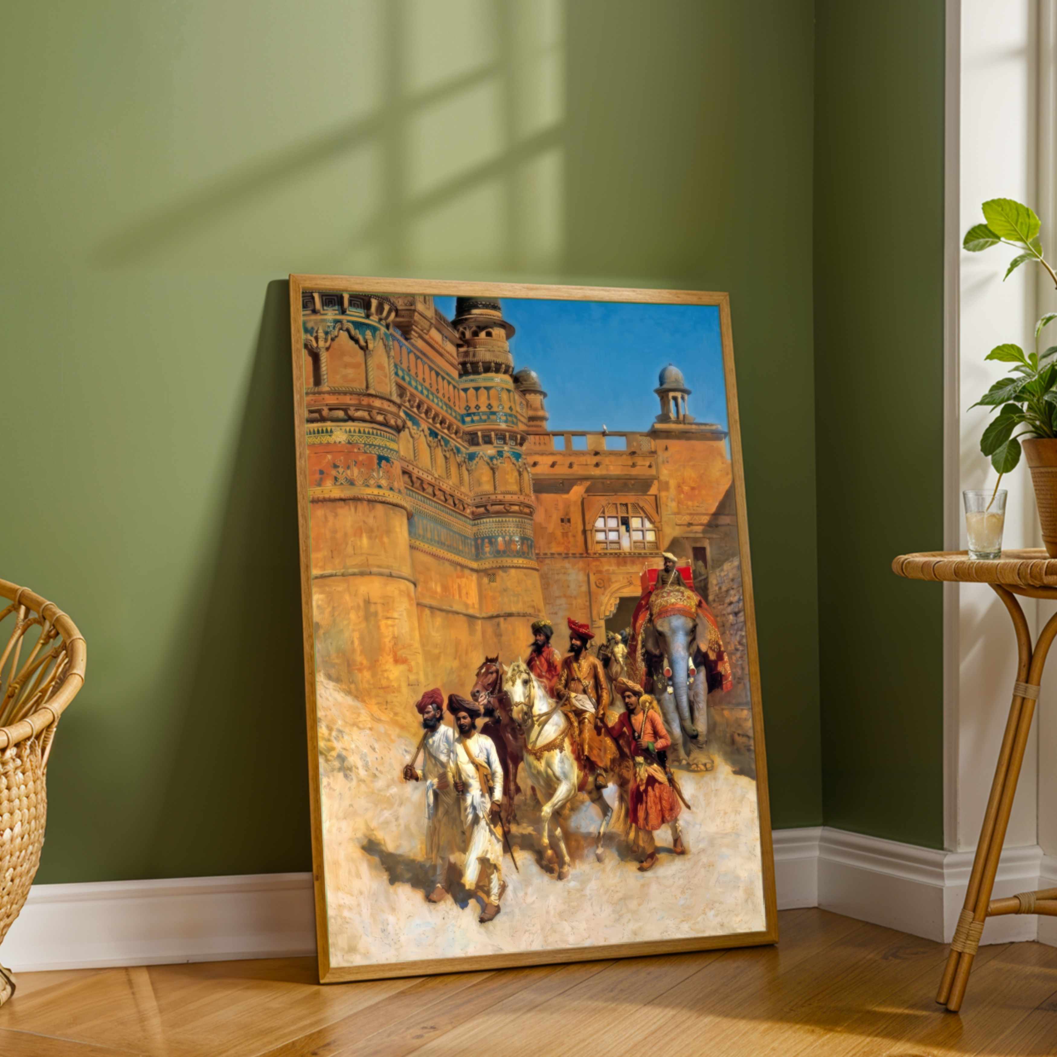 "Royal Procession at the Fort" Classical Oil Painting Giclée Print | Fine Art Wall Art 2 : 3 Vertical Premium Wall Art Canvas by MeriDeewar