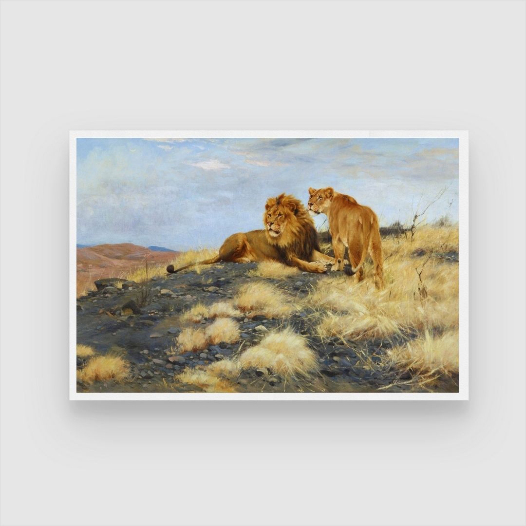 Royal Watch â King & Queen of the Savannah 2 : 3 Horizontal Premium Wall Art Canvas by MeriDeewar