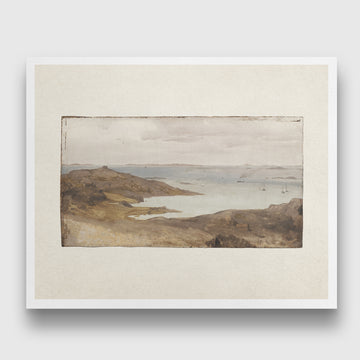Rustic Vintage European Country Mountain Lake Oil Painting 3 : 4 Horizontal New Premium Wall Art Canvas by MeriDeewar
