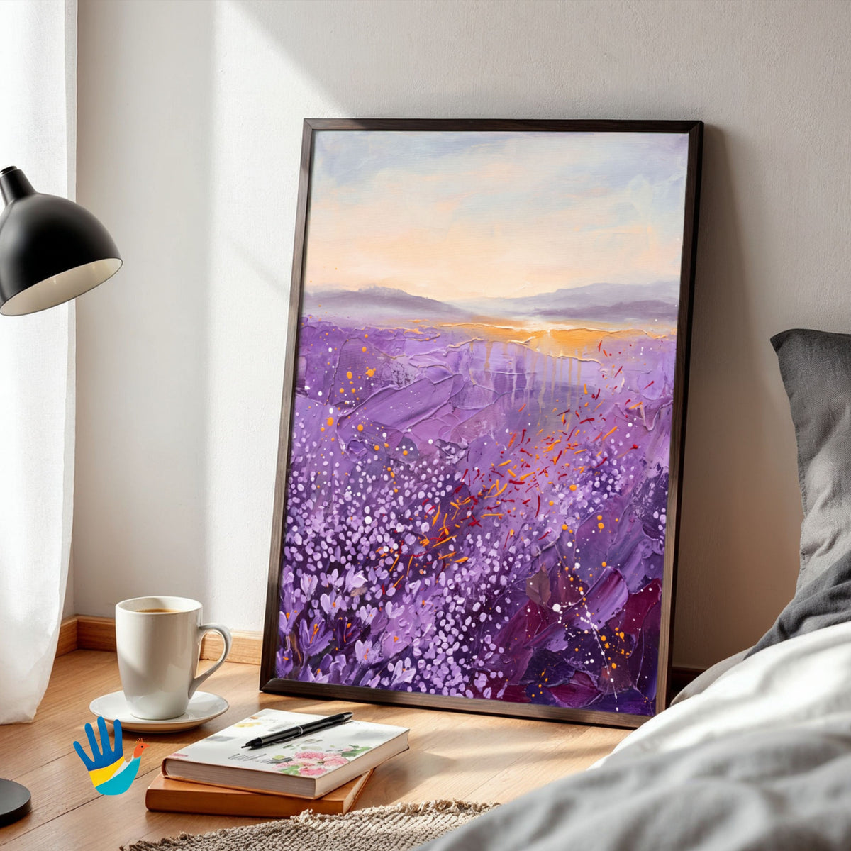 Saffron Dawn | Kashmir Saffron Field Abstract Art 3 : 4 Vertical Premium Wall Art Canvas by MeriDeewar