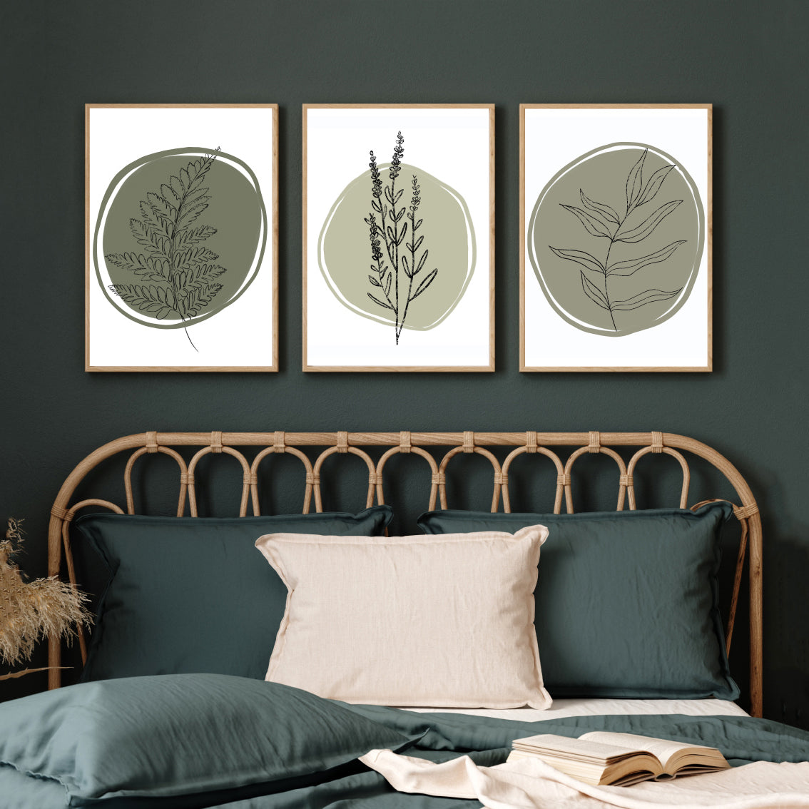 sage green wall art set of 3 Walls Premium Wall Art Canvas by MeriDeewar