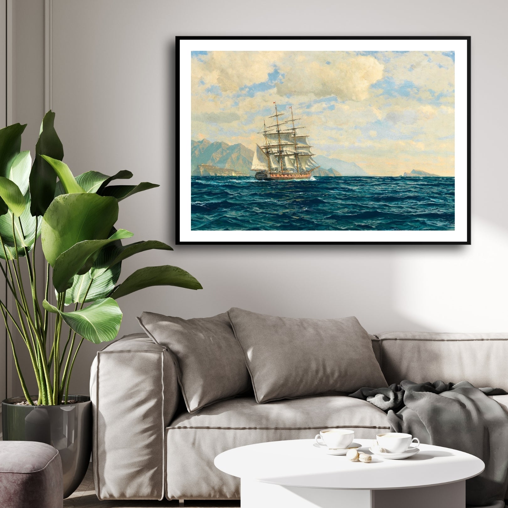 Sailing Into History – Maritime Tall Ship Wall Art 2 : 3 Horizontal Premium Wall Art Canvas by MeriDeewar