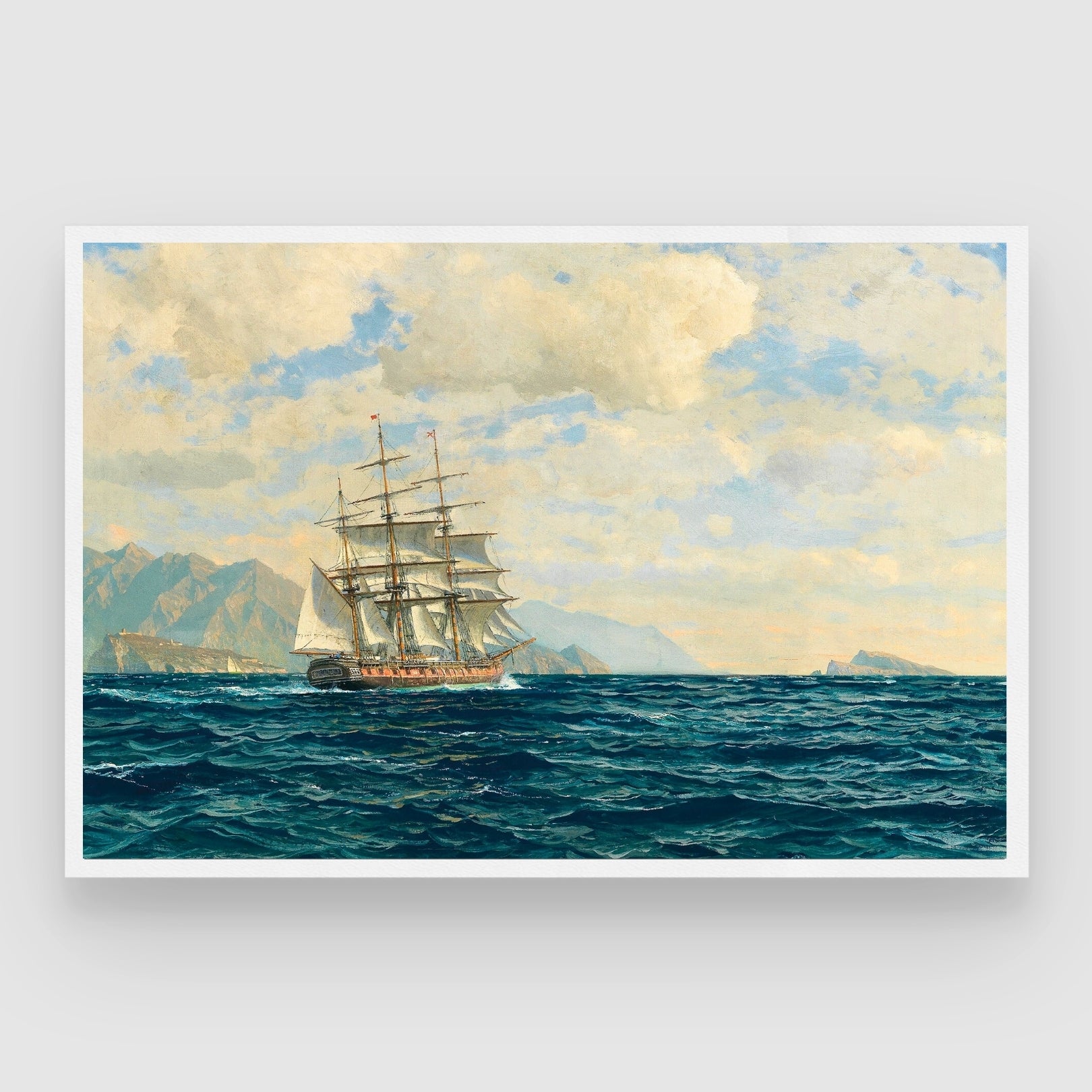 Sailing Into History – Maritime Tall Ship Wall Art 2 : 3 Horizontal Premium Wall Art Canvas by MeriDeewar