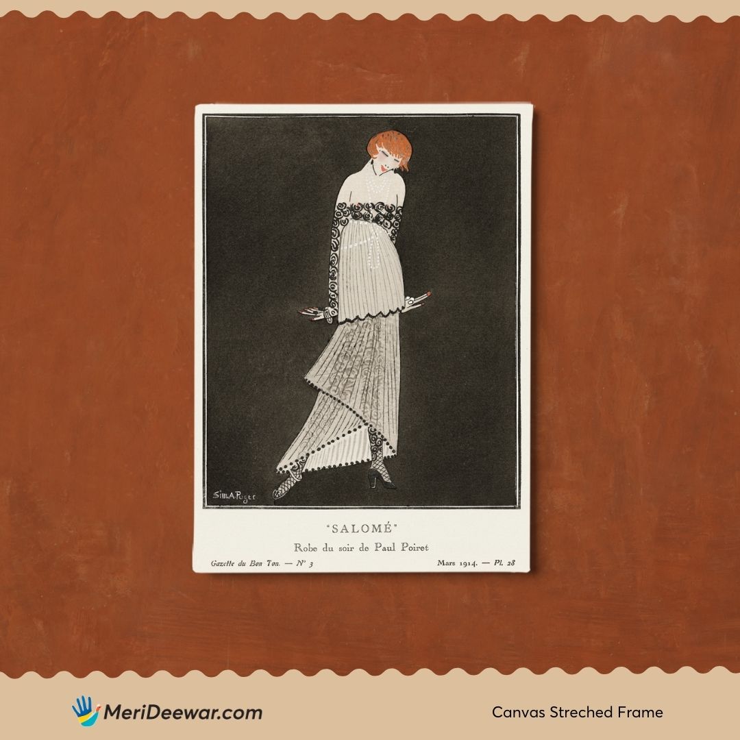 Salome Robe du soir de Paul Poiret Vintage Poster 3 : 4 Vertical New Premium Wall Art Canvas by MeriDeewar
