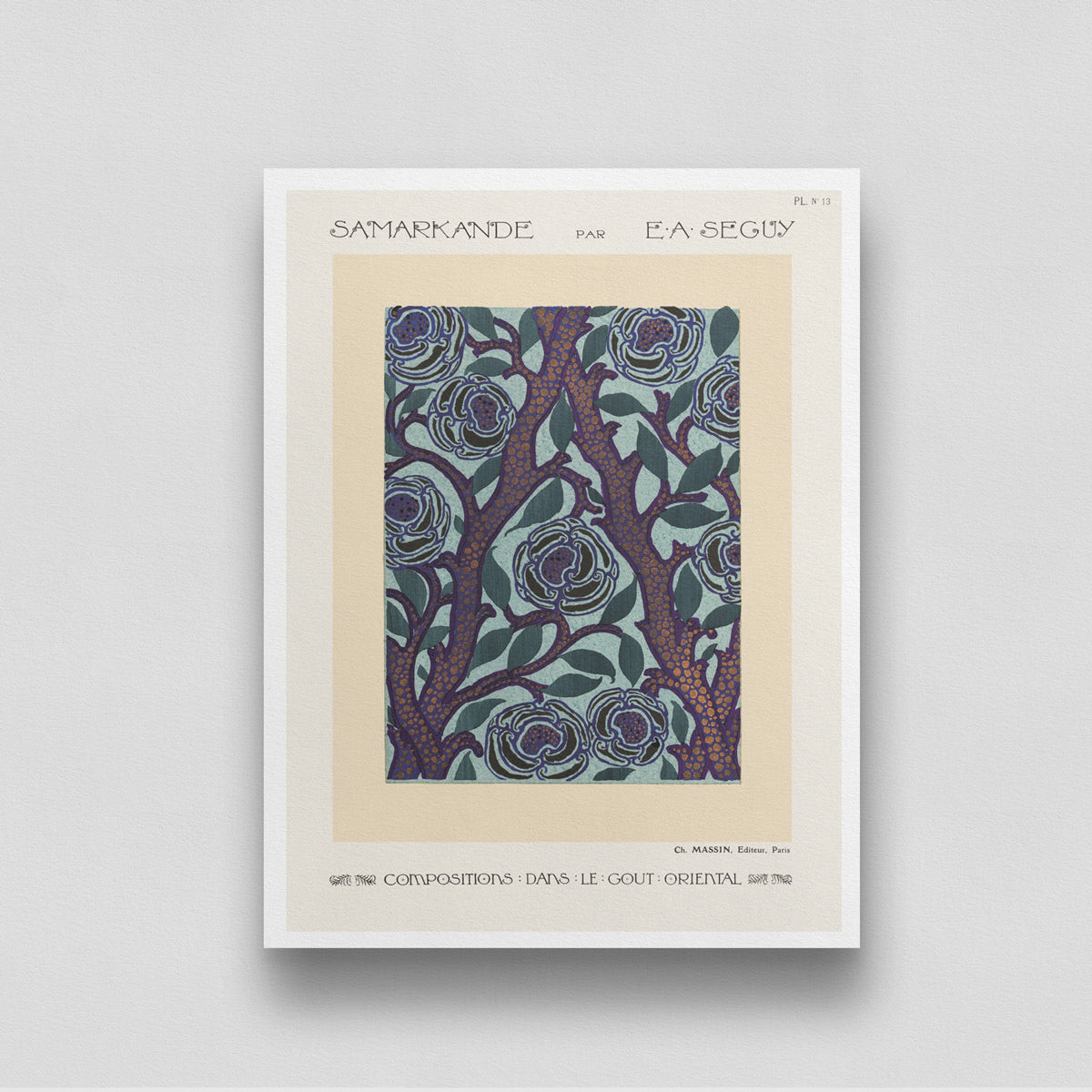 Samarkande Abstract Floral pattern by E. A. Séguy's 3 : 4 Vertical New Premium Wall Art Canvas by MeriDeewar