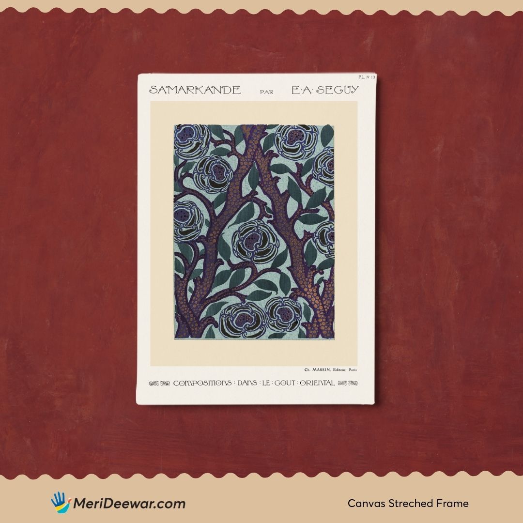 Samarkande Abstract Floral pattern by E. A. Séguy's 3 : 4 Vertical New Premium Wall Art Canvas by MeriDeewar