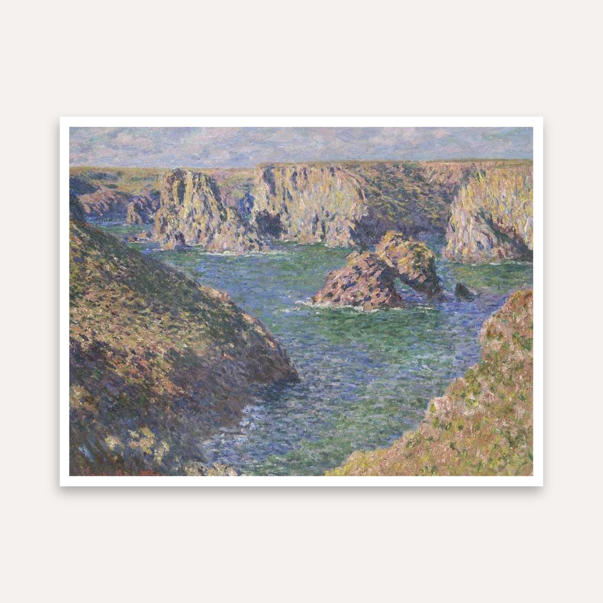 Scenery Painting for Living Room – Monet Coastal Cliffs Wall Art | Giclée Fine Art Print 4 : 3 Horizontal Premium Wall Art Canvas by MeriDeewar