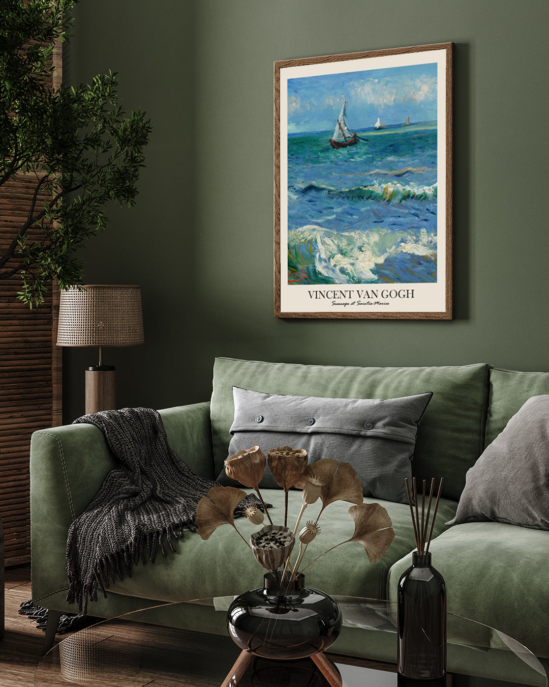 Seascape at Saintes-Maries Painting by Vincent van Gogh 3 : 4 Vertical New Premium Wall Art Canvas by MeriDeewar