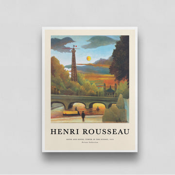Seine and Eiffel Tower in the Sunset by Henri Rousseau 3 : 4 Vertical New Premium Wall Art Canvas by MeriDeewar