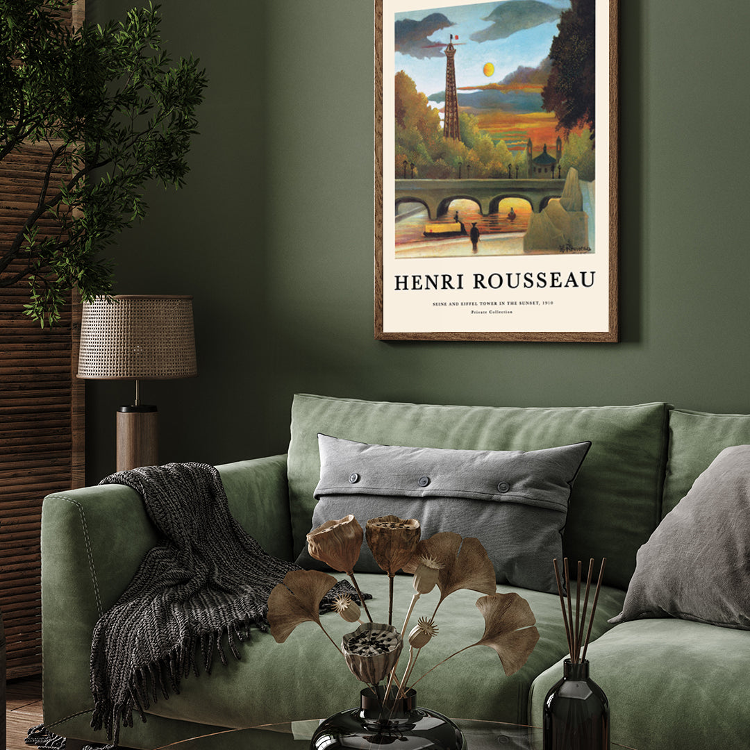 Seine and Eiffel Tower in the Sunset by Henri Rousseau 3 : 4 Vertical New Premium Wall Art Canvas by MeriDeewar
