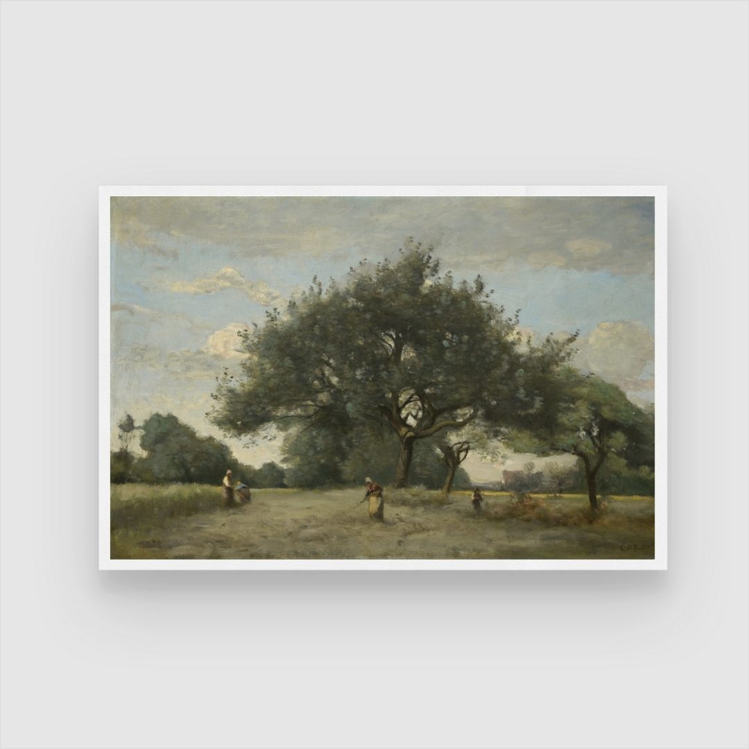 Serene Apple Trees Painting: Enhance Your Space with Art 2 : 3 Horizontal Premium Wall Art Canvas by MeriDeewar
