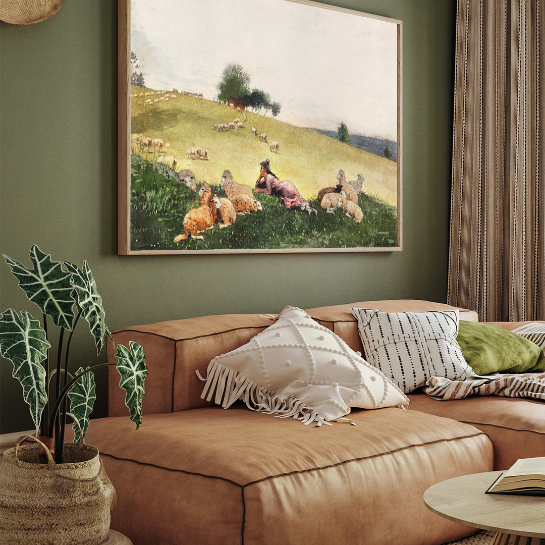 Shepherdess of Houghton Farm Painting By Winslow Homer 3 : 4 Horizontal New Premium Wall Art Canvas by MeriDeewar