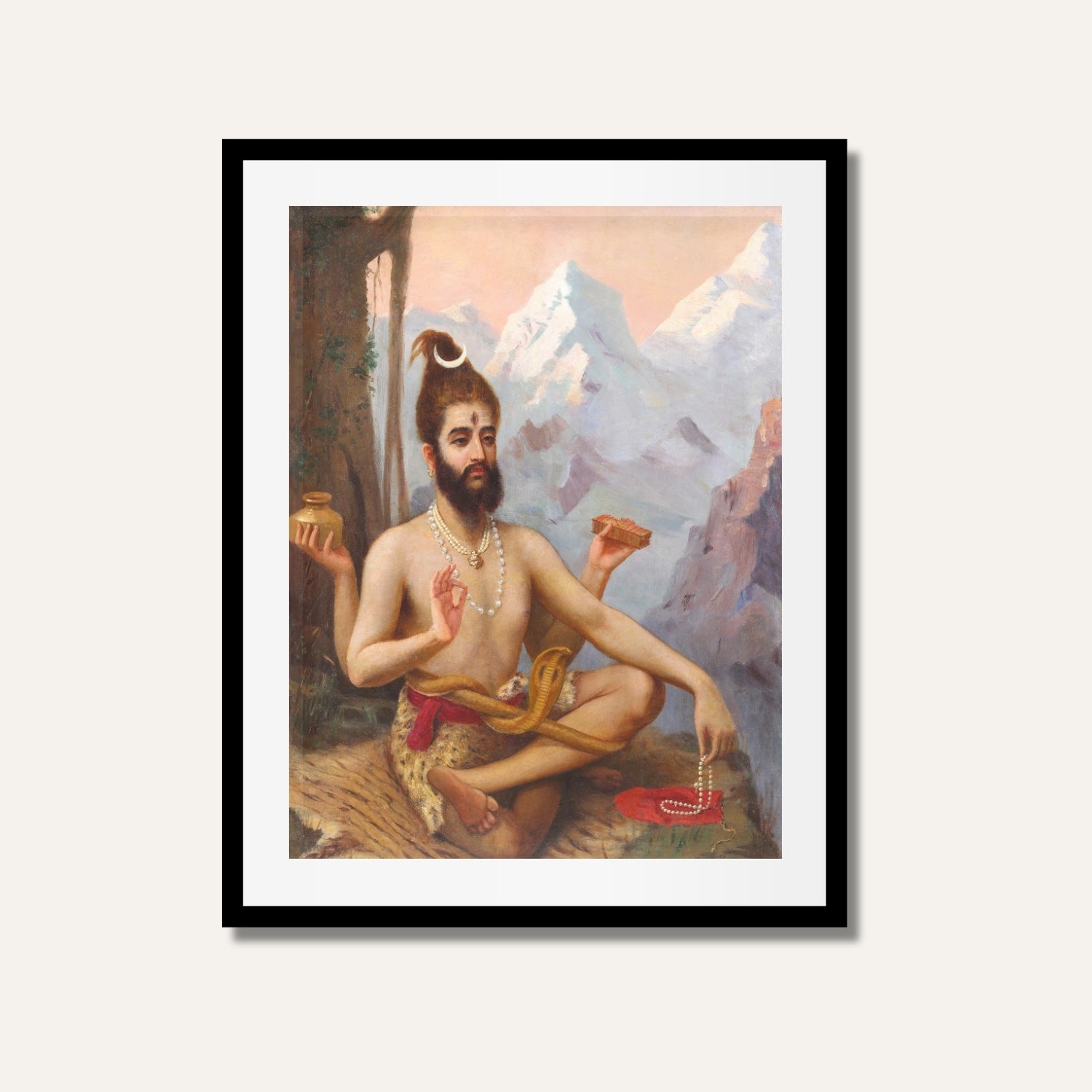 Shiva as Dakshinamurthy Painting – Raja Ravi Varma Hindu Mythology Wall Art | MeriDeewar 3 : 4.2 Vertical Premium Wall Art Canvas by MeriDeewar