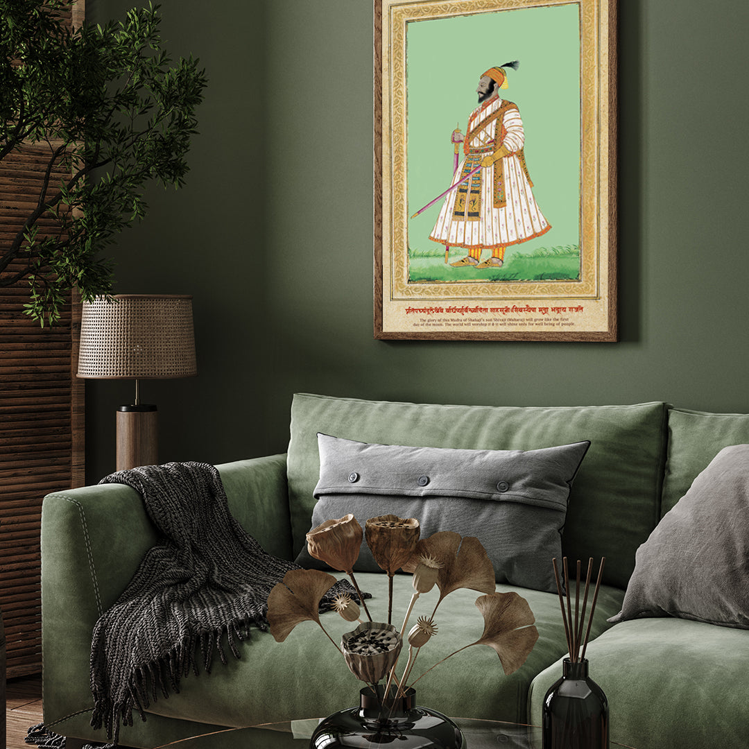Shivaji Maharaj Vintage Painting Premium Wall Art Canvas by MeriDeewar