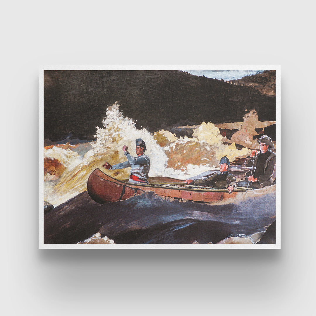 Shooting Rapids Painting By Winslow Homer 3 : 4 Horizontal New Premium Wall Art Canvas by MeriDeewar
