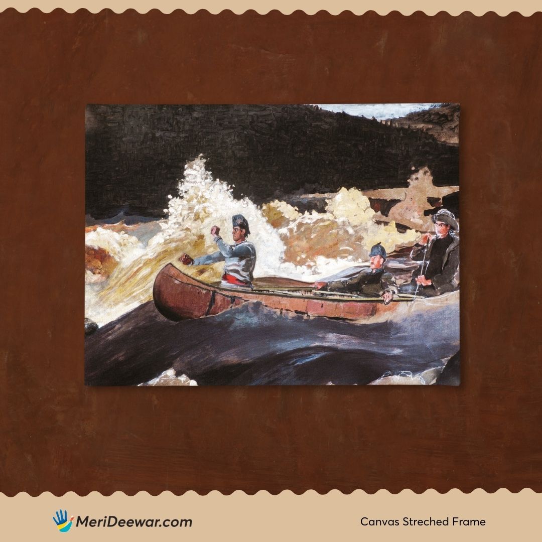 Shooting Rapids Painting By Winslow Homer 3 : 4 Horizontal New Premium Wall Art Canvas by MeriDeewar